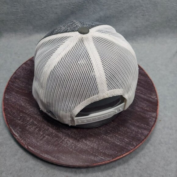 Gray & White Mesh Trucker Hat With Green Palm Tree Embroidery Adjustable Snapbac - Picture 4 of 10